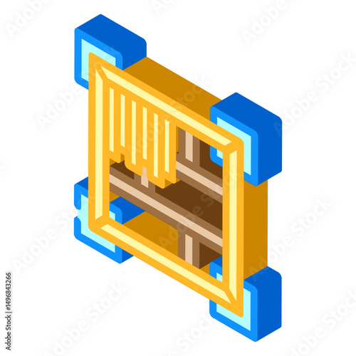 floor joists wood frame house isometric icon vector illustration