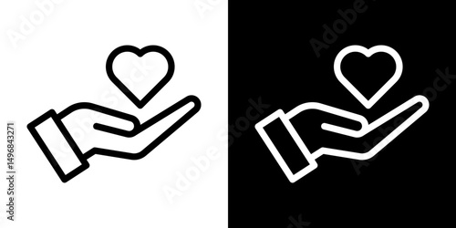 Donate icon stroke vector icon simple black style, illustration.