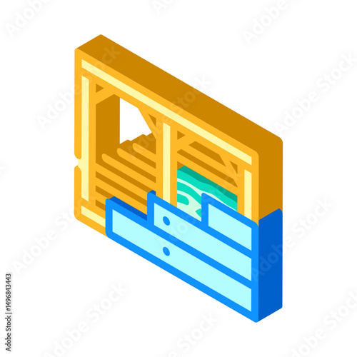 building frame walls wood frame house isometric icon vector illustration