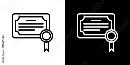 Diploma icon stroke vector icon simple black style, illustration.