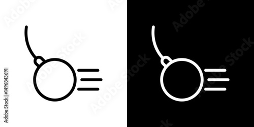 Demolition ball icon stroke vector icon simple black style, illustration.