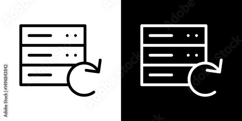 Data backup icon stroke vector icon simple black style, illustration.