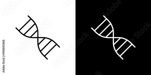 DNA icon stroke vector icon simple black style, illustration.