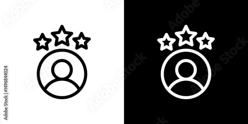 Customer feedback icon stroke vector icon simple black style, illustration.