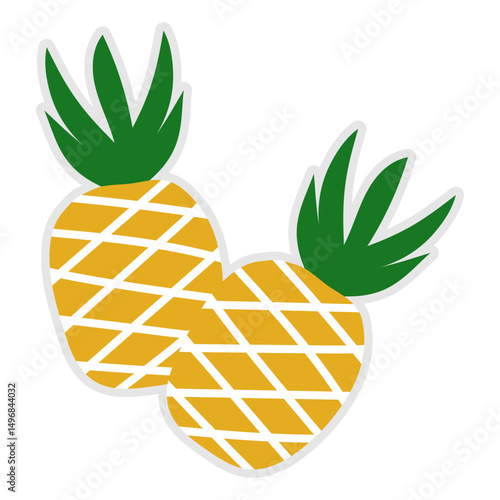 Natural tropical fruits. Organic fruits or vegetarian food. Pineapple abstract hand draw style. 