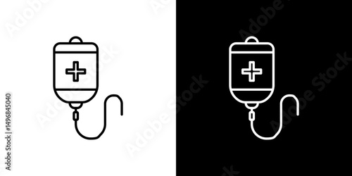 Chemotherapy icon stroke vector icon simple black style, illustration.