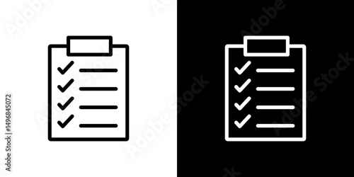 Checklist icon stroke vector icon simple black style, illustration.