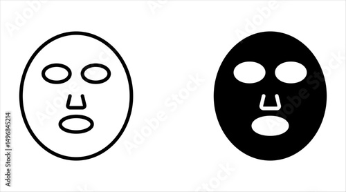 Facial mask icon set flat line style illustration representing skincare and beauty treatment, suitable for wellness, spa, and cosmetic-related projects