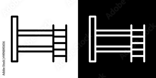 Bunk bed icon stroke vector icon simple black style, illustration.