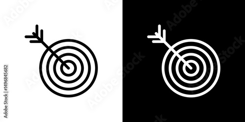 Bulls eye icon stroke vector icon simple black style, illustration.