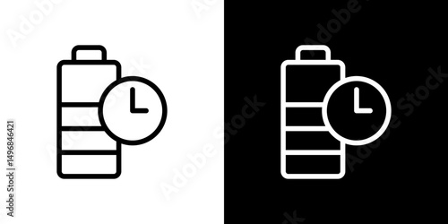 Battery life icon stroke vector icon simple black style, illustration.