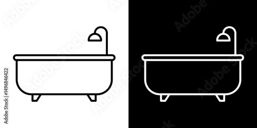 Bathroom icon stroke vector icon simple black style, illustration.