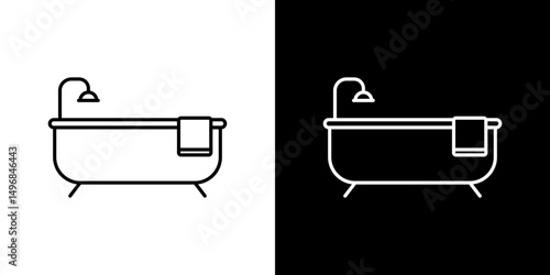Bathroom icon stroke vector icon simple black style, illustration.