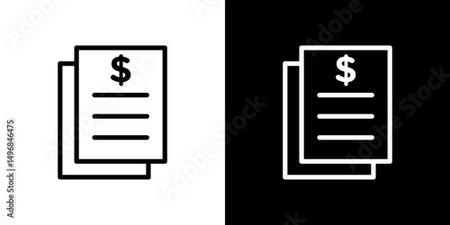 Bank statement icon stroke vector icon simple black style, illustration.