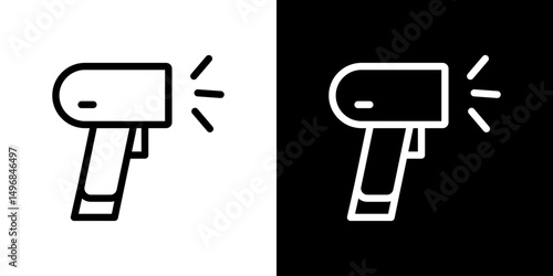 Barcode scanner icon stroke vector icon simple black style, illustration.