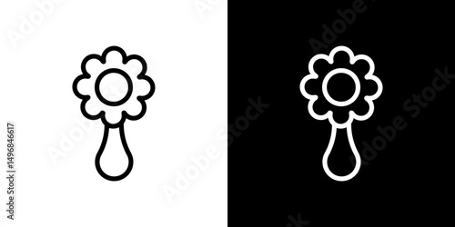 baby rattle icon stroke vector icon simple black style, illustration.
