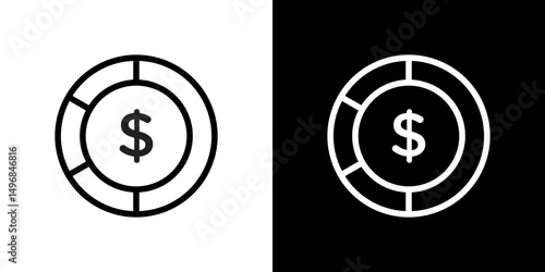 Asset allocation icon stroke vector icon simple black style, illustration.