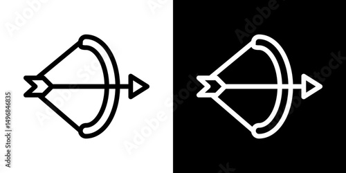 Archery icon stroke vector icon simple black style, illustration.