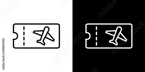 Airline ticket icon stroke vector icon simple black style, illustration.
