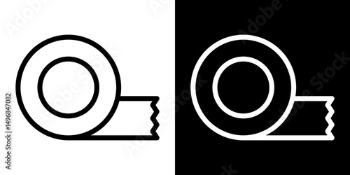 Adhesive tape icon stroke vector icon simple black style, illustration.