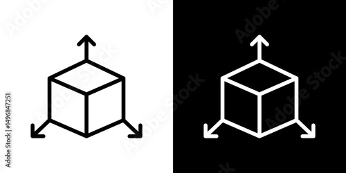3D modeling icon stroke vector icon simple black style, illustration.