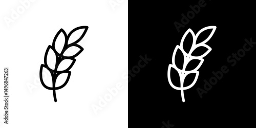 Wheat grain icon stroke vector icon simple black style, illustration.