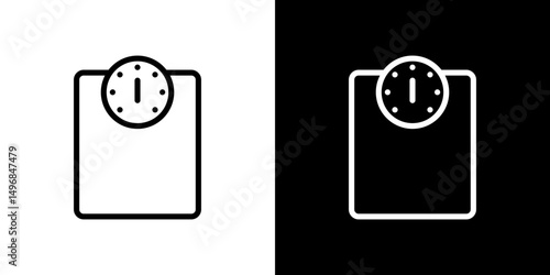 Weight scale icon stroke vector icon simple black style, illustration.