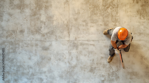 Construction Worker on Concrete Floor