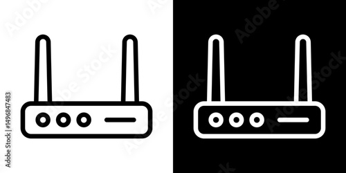 Wifi modem icon stroke vector icon simple black style, illustration.