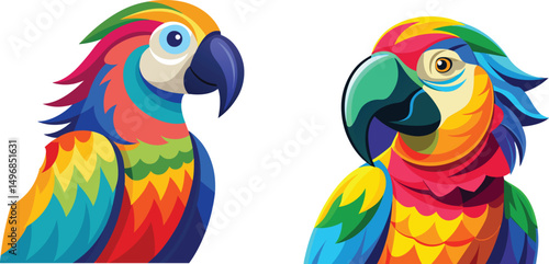 Colorful Parrot Vector Illustration – Tropical Exotic Bird in Vibrant Feathers.