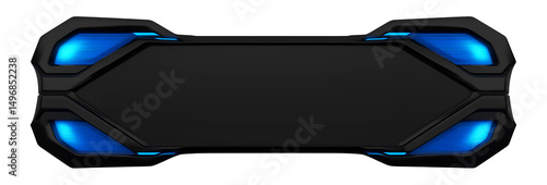 Futuristic Black and Blue Banner – Sci-Fi Text Box Isolated on transparent background