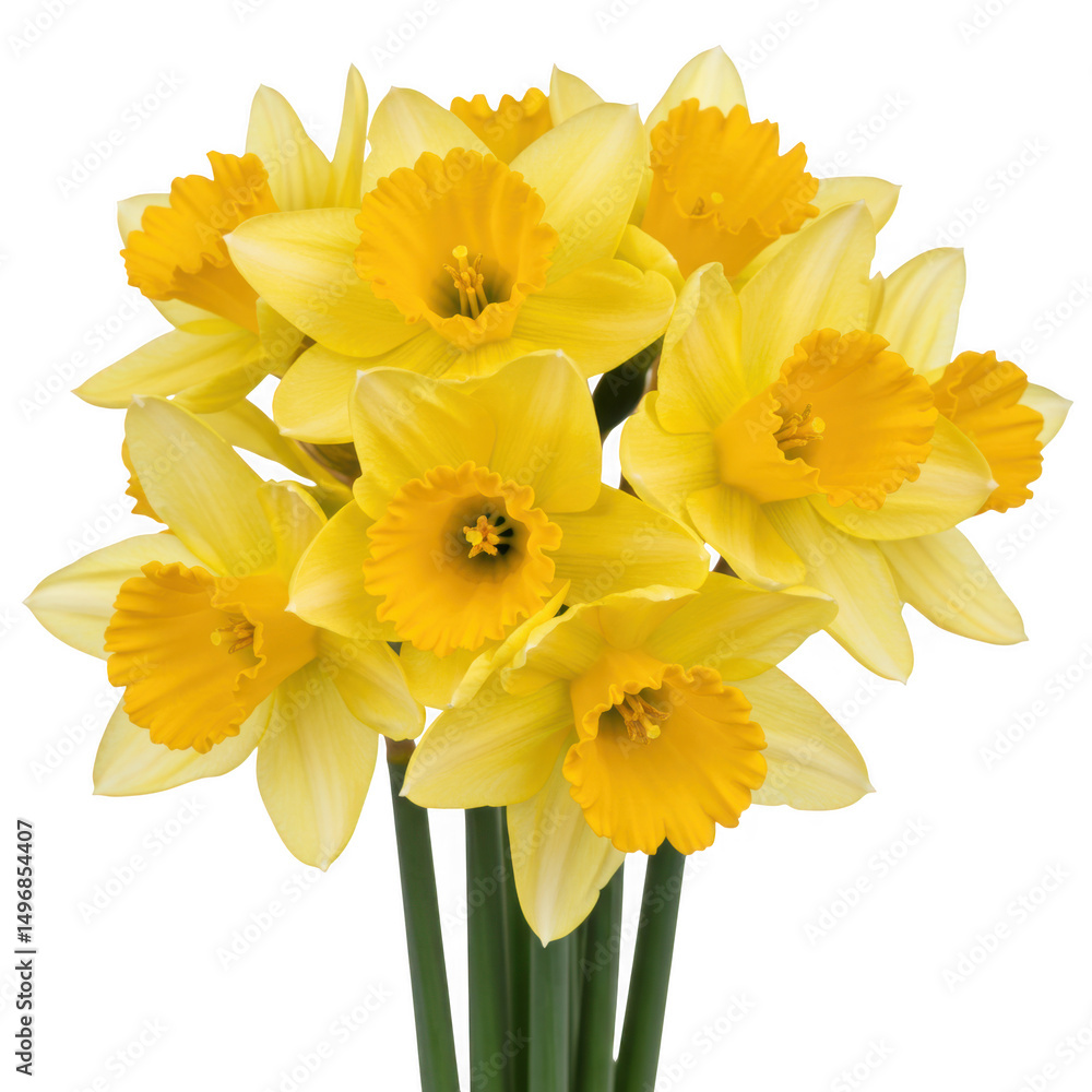 Bright yellow daffodil bouquet isolated on transparent background Bright yellow daffodil bouquet isolated on transparent background
