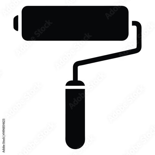 Minimalist paint roller glyph, a simple icon representing a painting tool