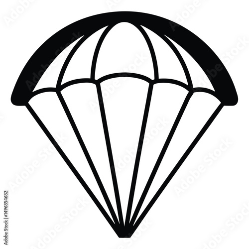Stylized Vector Parachute Illustration Symbolizing Aerial Adventure, Skydiving Freedom, and Safety in Extreme Sports Activities