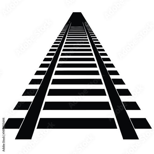 Railway tracks receding into the distance in a one-point perspective graphic illustration