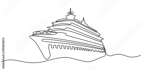 continuous line drawing of sailboat. one line vector icon of ship, sailboat. vector illustration, Sailboat continuous one line icon drawing on white background, Simple illustration of a sailboat.