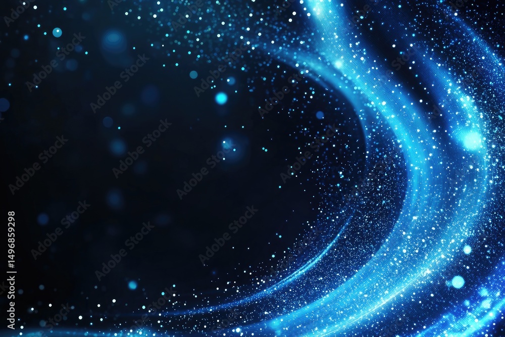 Fototapeta premium Abstract swirling blue light trails on dark background