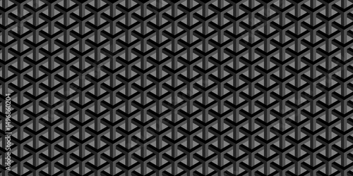 Geometric pattern grid backdrop triangle background. Abstract cube geometric tile and mosaic wall or grid hexagon technology. black and gray geometric block cube structure.	
