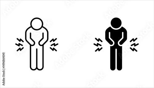Indigestion icon set. Upset stomach. Stomachache. Digestive disorder. vector illustration on white background