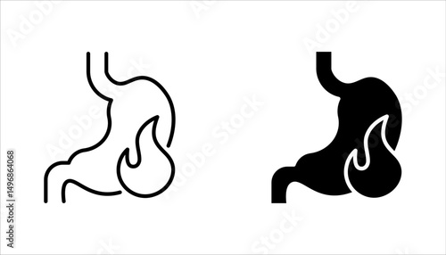 Indigestion icon set. Upset stomach. Stomachache. Digestive disorder. vector illustration on white background