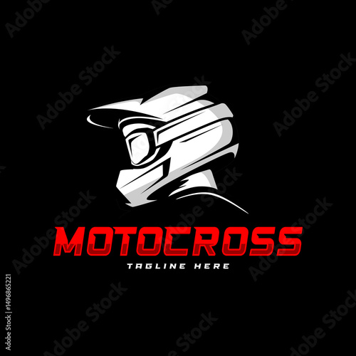 motocross rider helmet logo design illustration