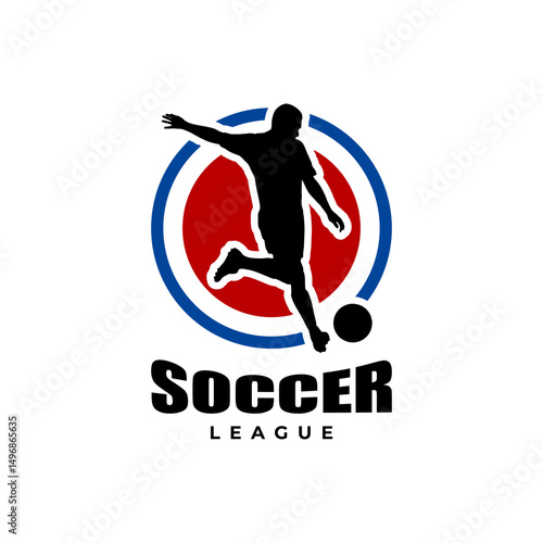 soccer player league logo design vector
