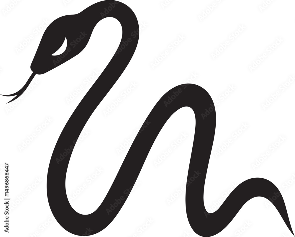 Fototapeta premium Elegant black snake silhouette vector illustration