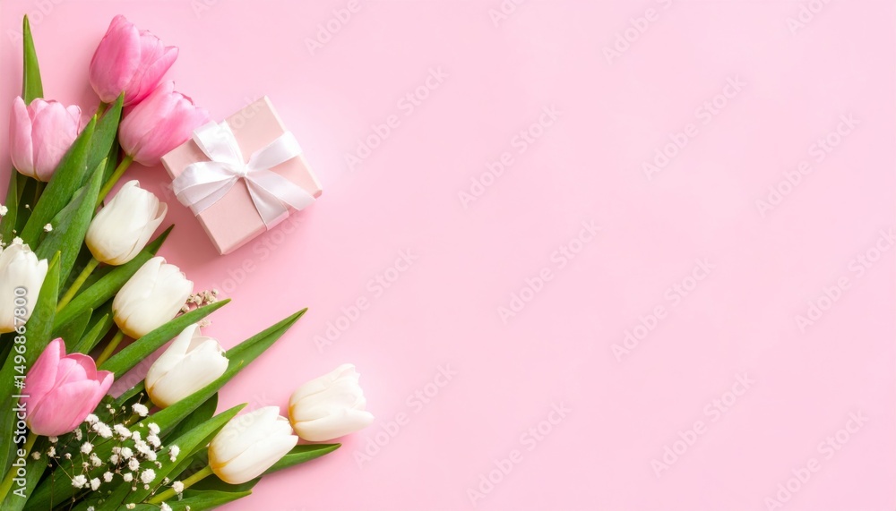 A lovely spring bouquet of pink tulips on white, perfect for a romantic gift or floral decoration A lovely spring bouquet of pink tulips on white, perfect for a romantic gift or floral decoration