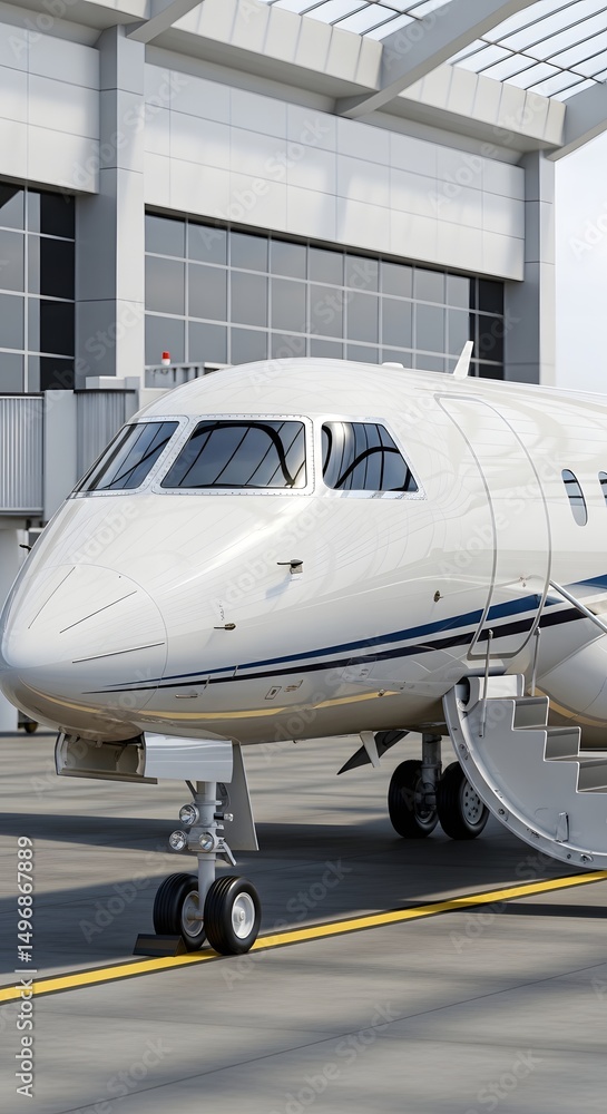 Obraz premium Luxury Private Jet at Airport Terminal Aviation, Travel, Business, and Transportation.