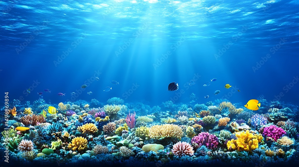 Fototapeta premium Vibrant Coral Reef Underwater Scene. (4)