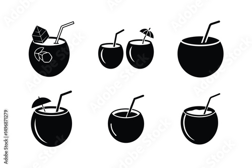 cute coconut drink clipart vector