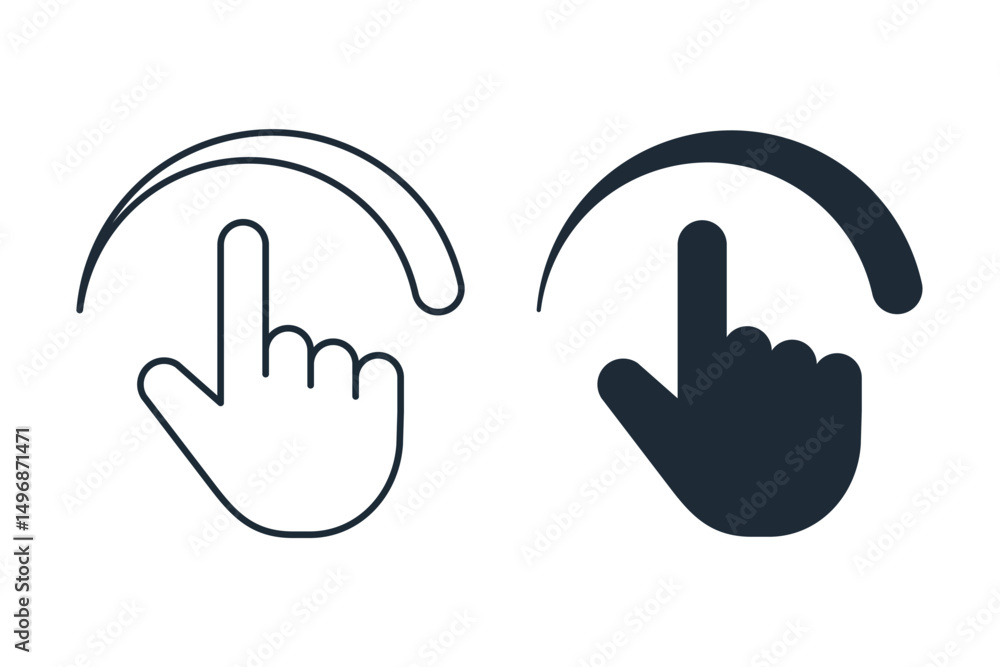 Obraz premium Hand swipe. Turn the page. Scroll.Vector linear icon illustration isolated on white background.