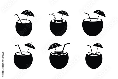 cartoon style coconut beverage vector