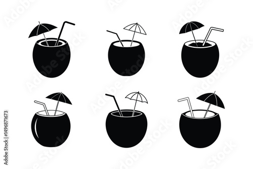 sweet coconut drink cartoon drawing